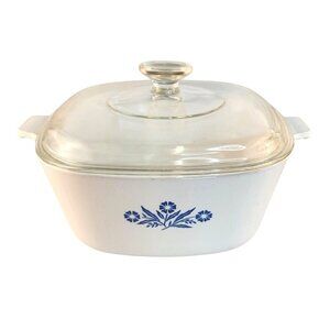 Corning Ware 2.5 Qt Blue Cornflower Casserole Dish With Lid Made In U.S.A. Durab